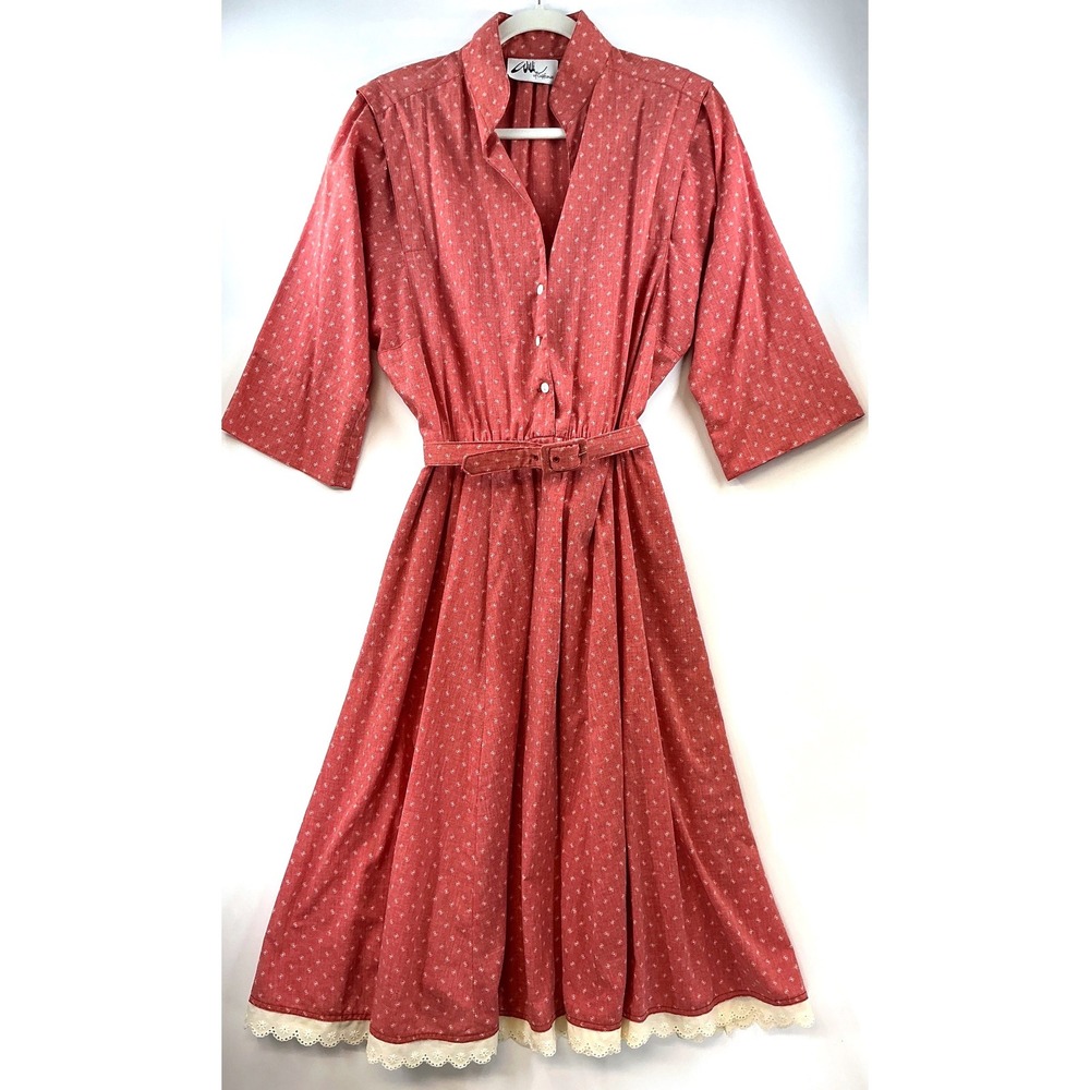 Willi of California 70s Vintage Belted Shirt Dress Cottagecore Secretary Chic